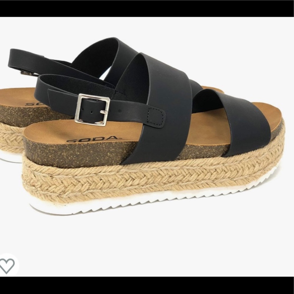 SOLD ON FB!Soda Women’s Size 7.5 Open Toe Ankle Strap Espardille Platform Sandal